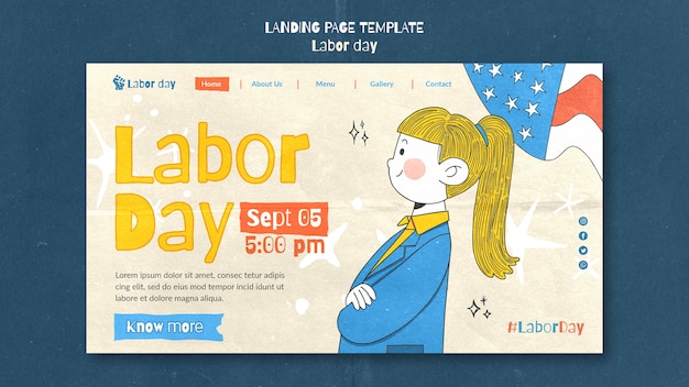 Free PSD labor day celebration landing page template