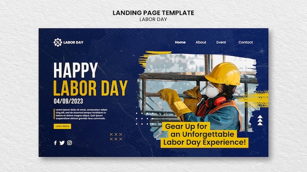 Free PSD labor day celebration landing page template