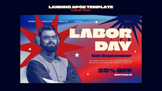 Free PSD labor day celebration landing page template