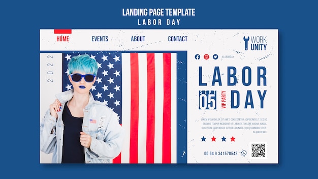 Free PSD labor day celebration landing page