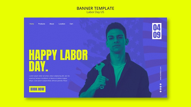 Free PSD labor day celebration landing page