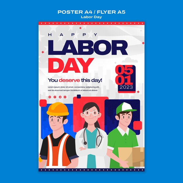 Labor day celebration poster template