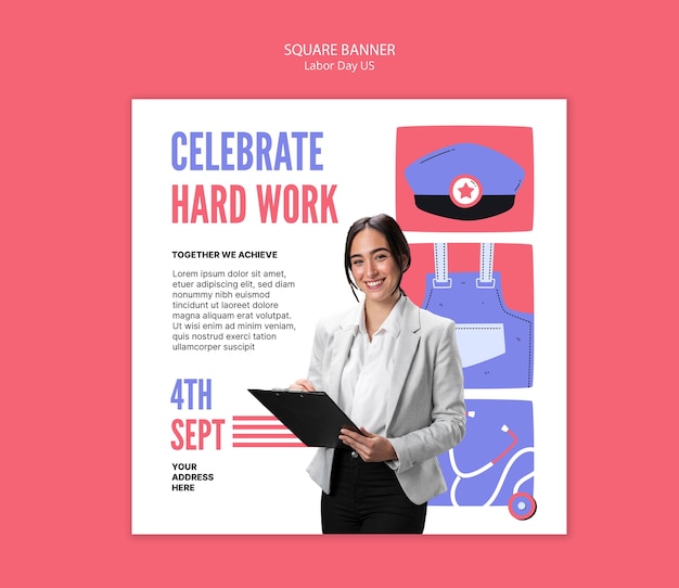 Free PSD labor day celebration template