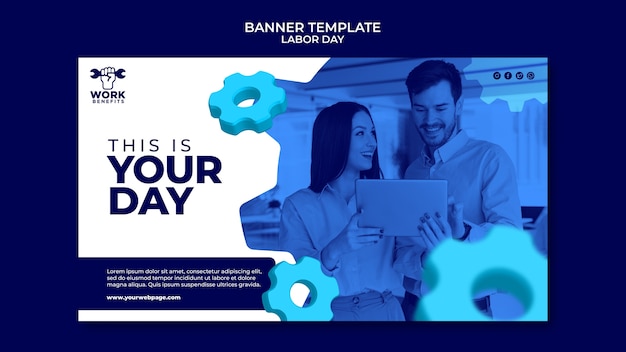 Free PSD labor day horizontal banner template