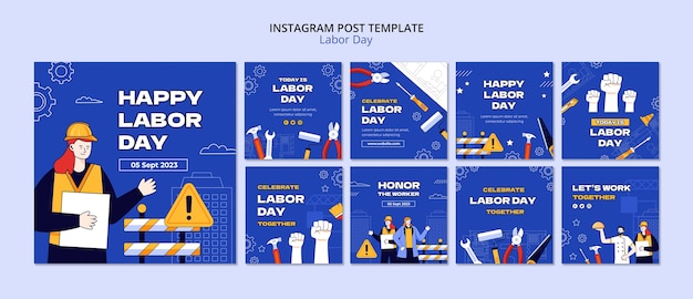 Free PSD labor day instagram post template design