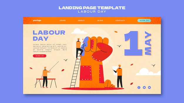 Free PSD labor day landing page template design