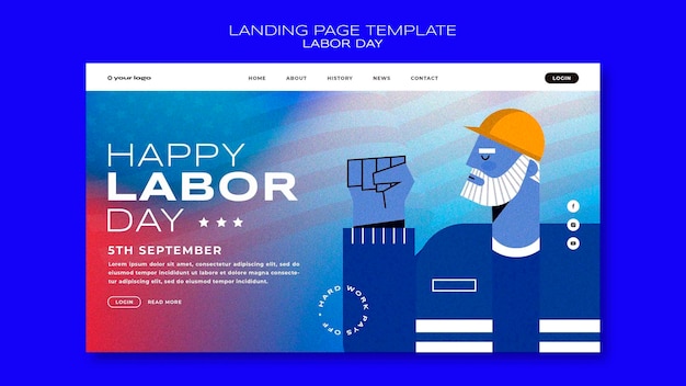 Free PSD labor day landing page template design