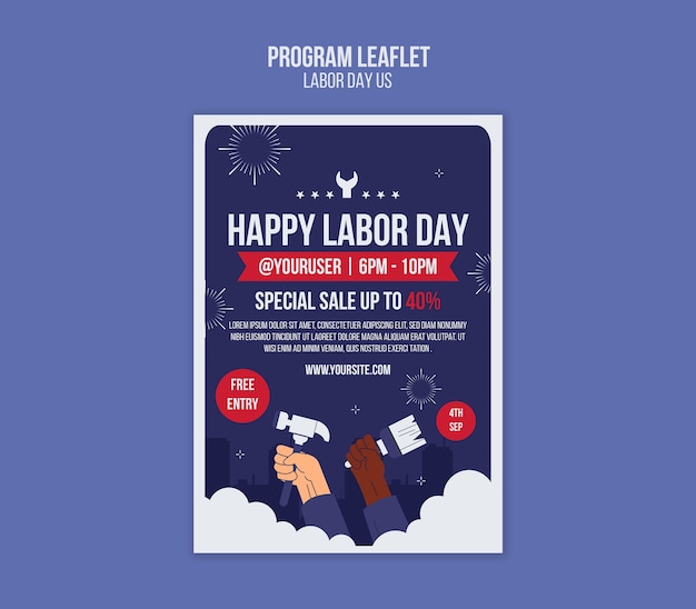 Free PSD labor day template design