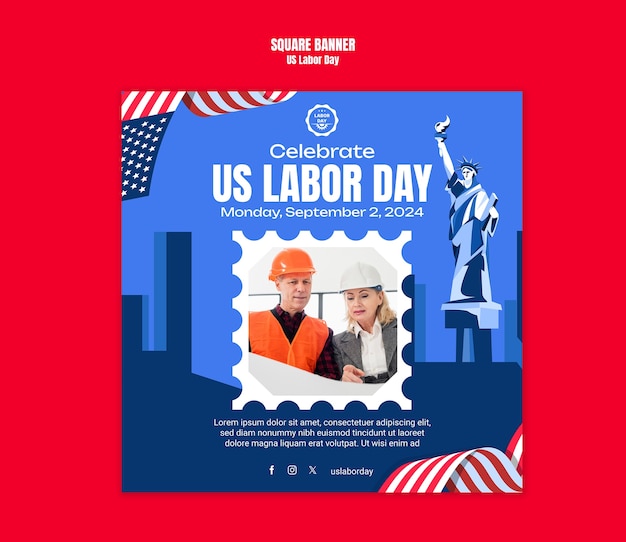 Free PSD labor day us template design