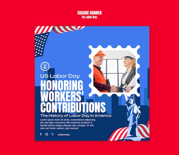 Free PSD labor day us template design