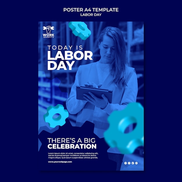 Free PSD labor day vertical poster template