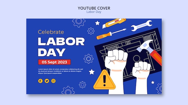 Free PSD labor day youtube cover template design