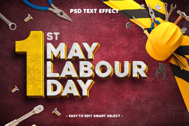 Labour Day 3D Editable Text Effect