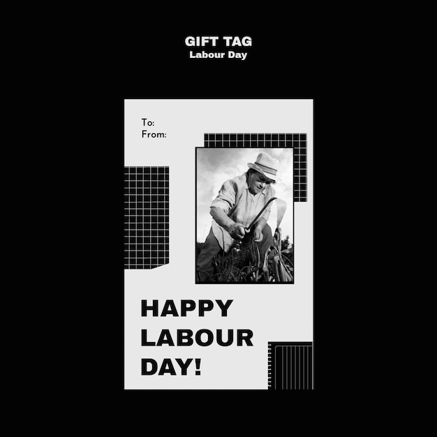 Free PSD labour day celebration gift tag template