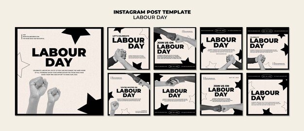 Free PSD labour day celebration instagram posts