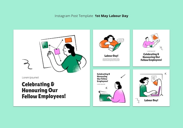 Free PSD labour day celebration  instagram posts