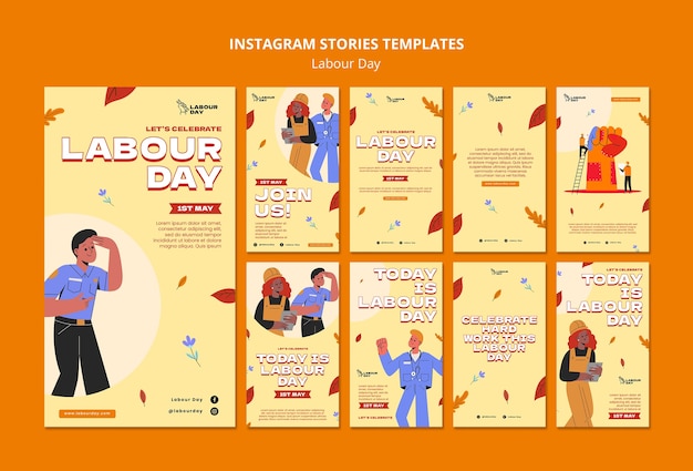 Free PSD labour day celebration instagram stories template