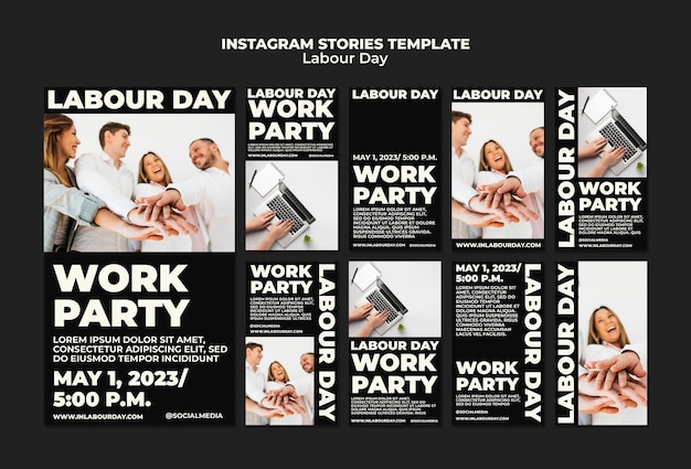 Free PSD labour day celebration instagram stories