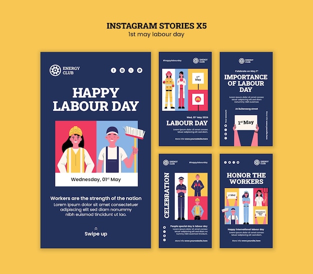 Free PSD labour day celebration  instagram stories