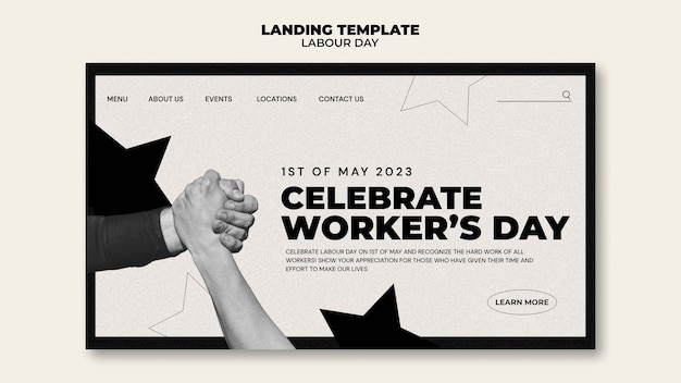 Free PSD labour day celebration landing page template