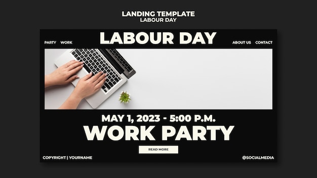 Free PSD labour day celebration landing page template