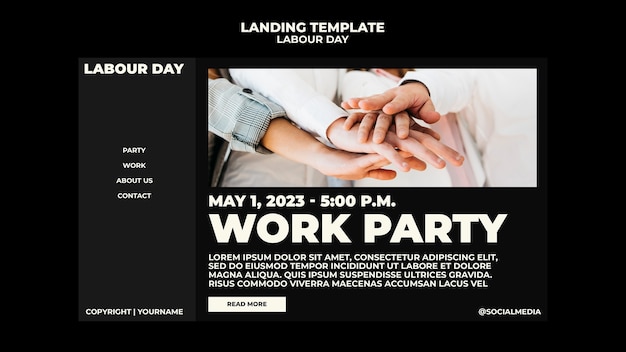 Free PSD labour day celebration landing page template