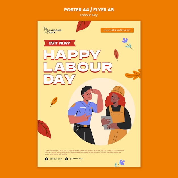 Free PSD labour day celebration poster template