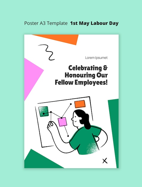 Free PSD labour day celebration  poster template