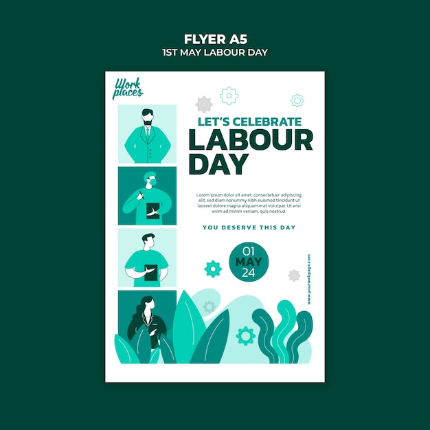 Free PSD labour day celebration  poster template