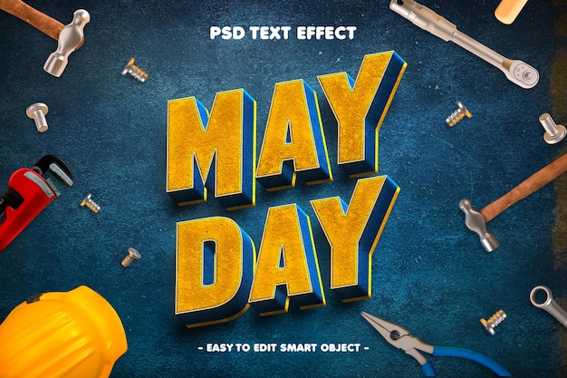 Free PSD labour day concept may 3d text effect