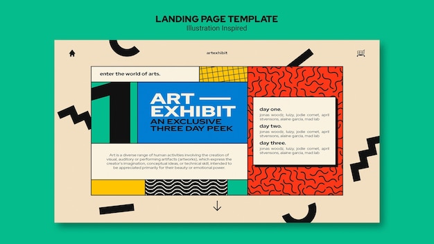 Free PSD landing page for art exhibition