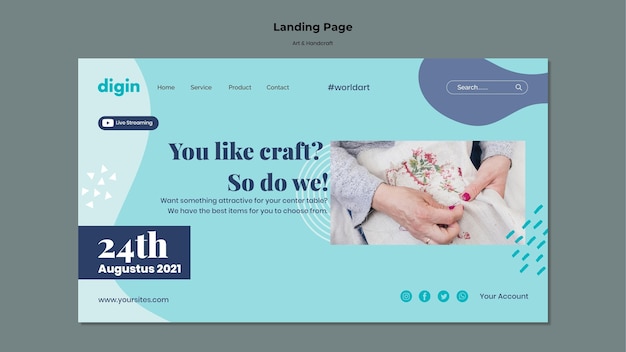 Free PSD landing page for art and handcrafts