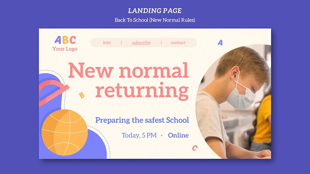 Free PSD landing page back to school template