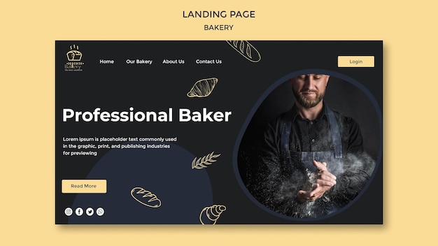 Free PSD landing page bakery ad template