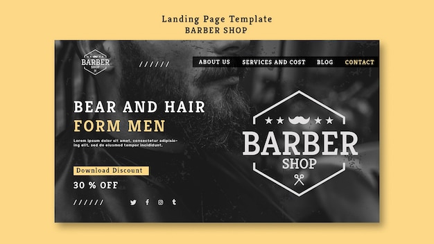 Free PSD landing page barber shop template