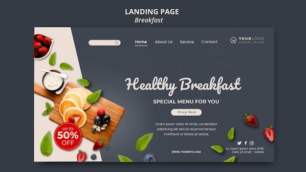 Free PSD landing page breakfast time template