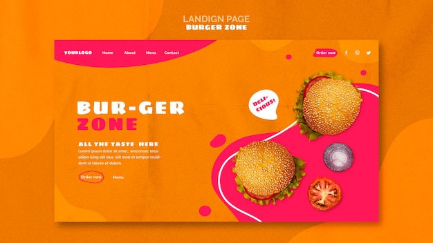 Free PSD landing page for burger restaurant