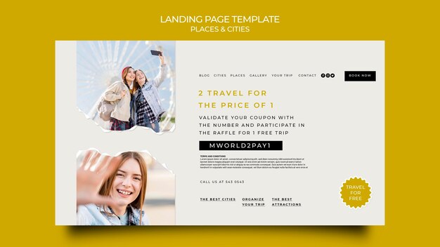 Landing page for cities and places traveling