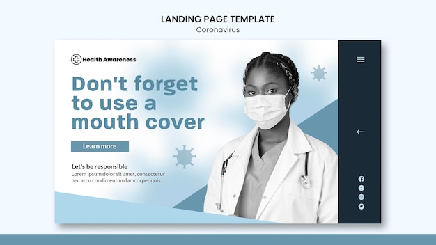 Free PSD landing page for coronavirus pandemic