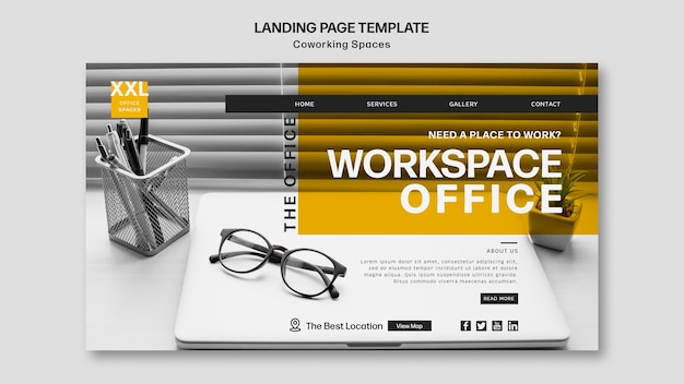 Free PSD landing page coworking office space template