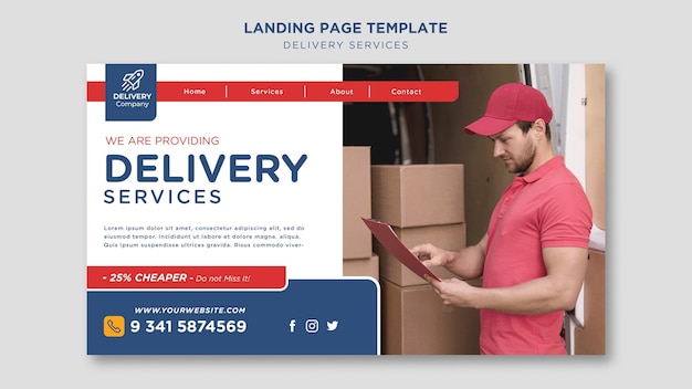 Free PSD landing page delivery services template