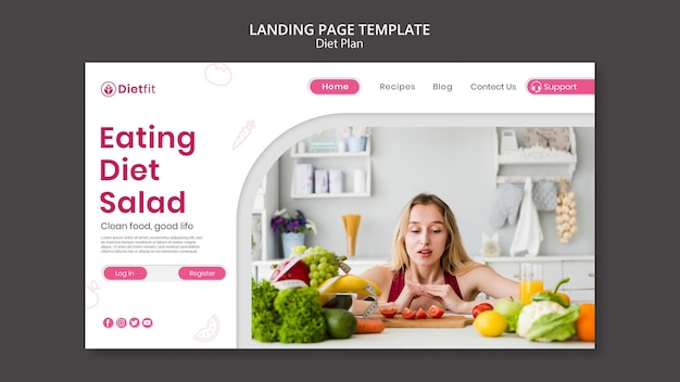 Free PSD landing page diet plan template