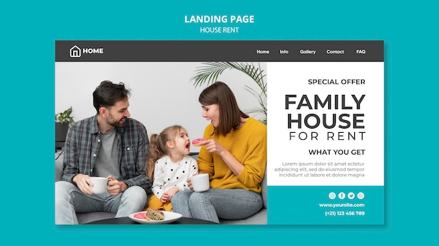 Free PSD landing page for family house renting