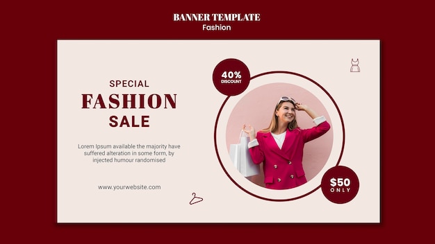 Landing page for fashion sale with woman and shopping bags