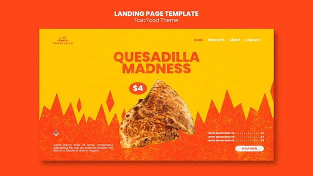 Free PSD landing page for fast food restaurant