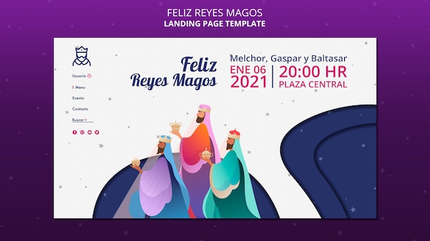 Free PSD landing page feliz reyes magos template