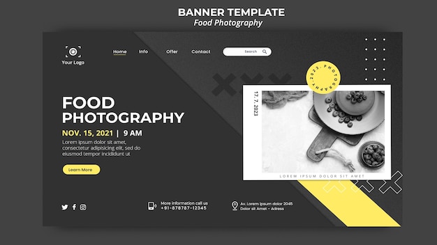 Free PSD landing page food photography template