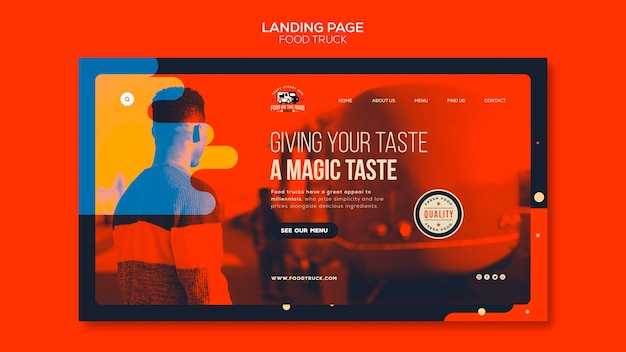 Free PSD landing page for food truck business