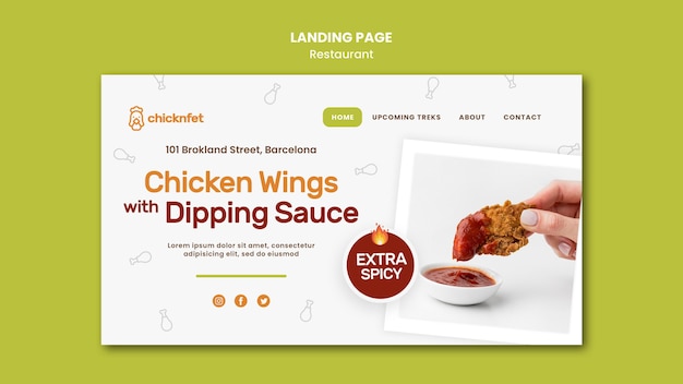 Free PSD landing page for fried chicken dish restaurant