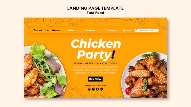 Free PSD landing page for fried chicken dish